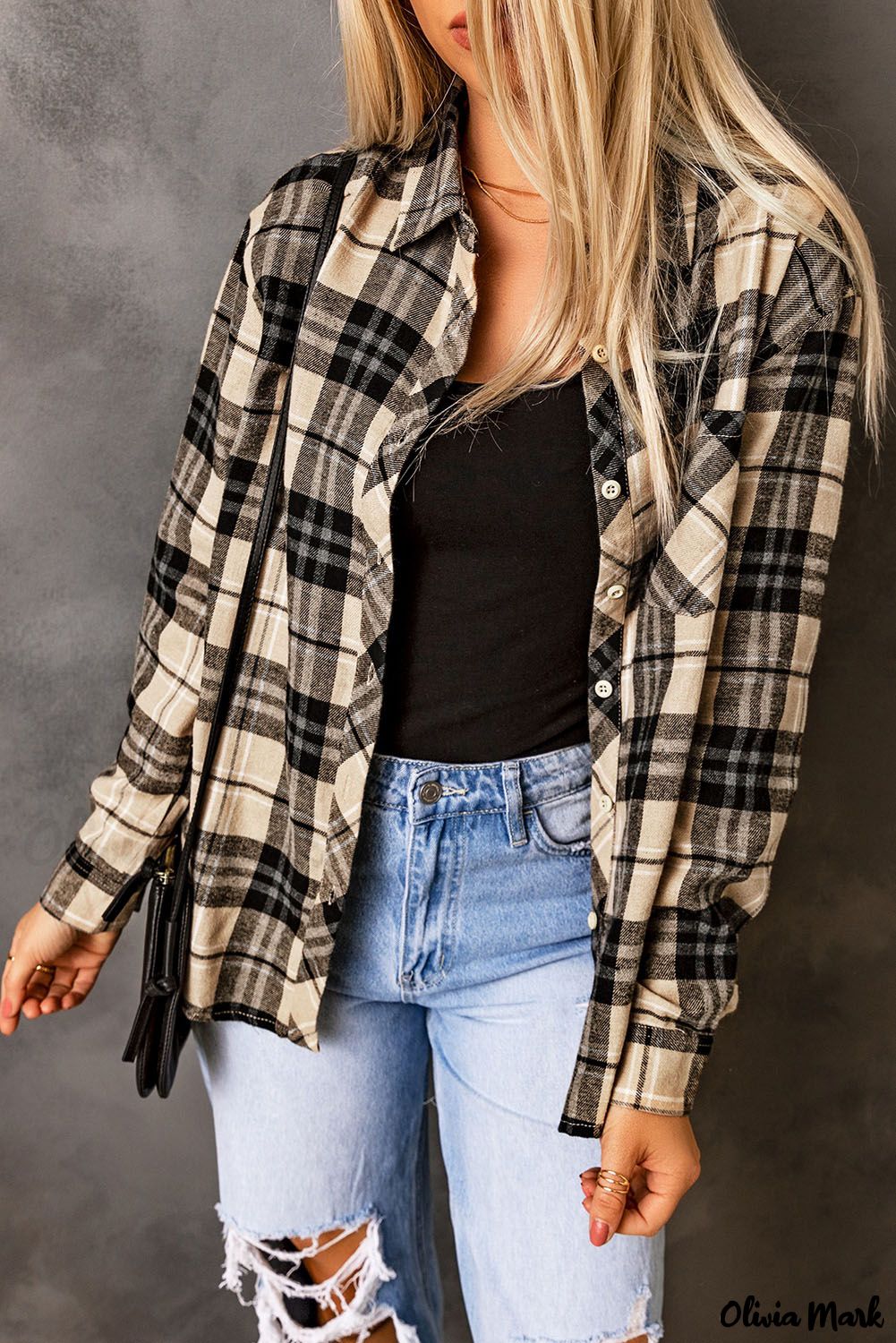 Deanwangkt - Khaki Check Button Long Sleeve Shirt - Deanwangkt
