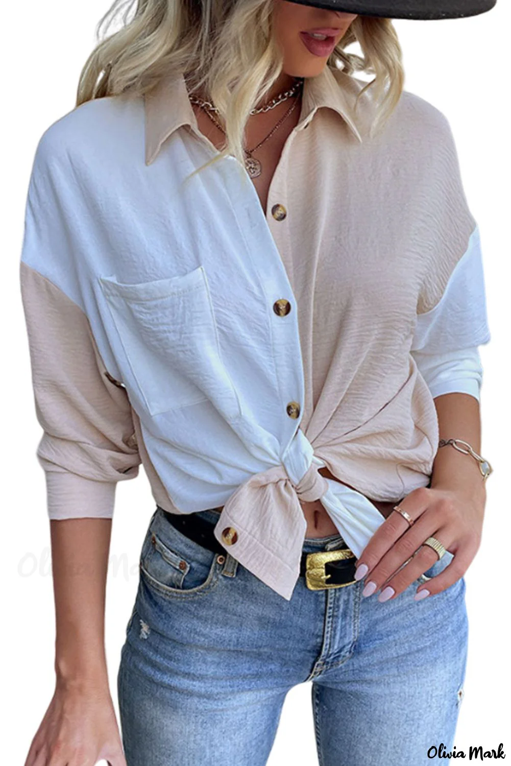 Deanwangkt - Crinkle Long Sleeve Block Shirt - Deanwangkt