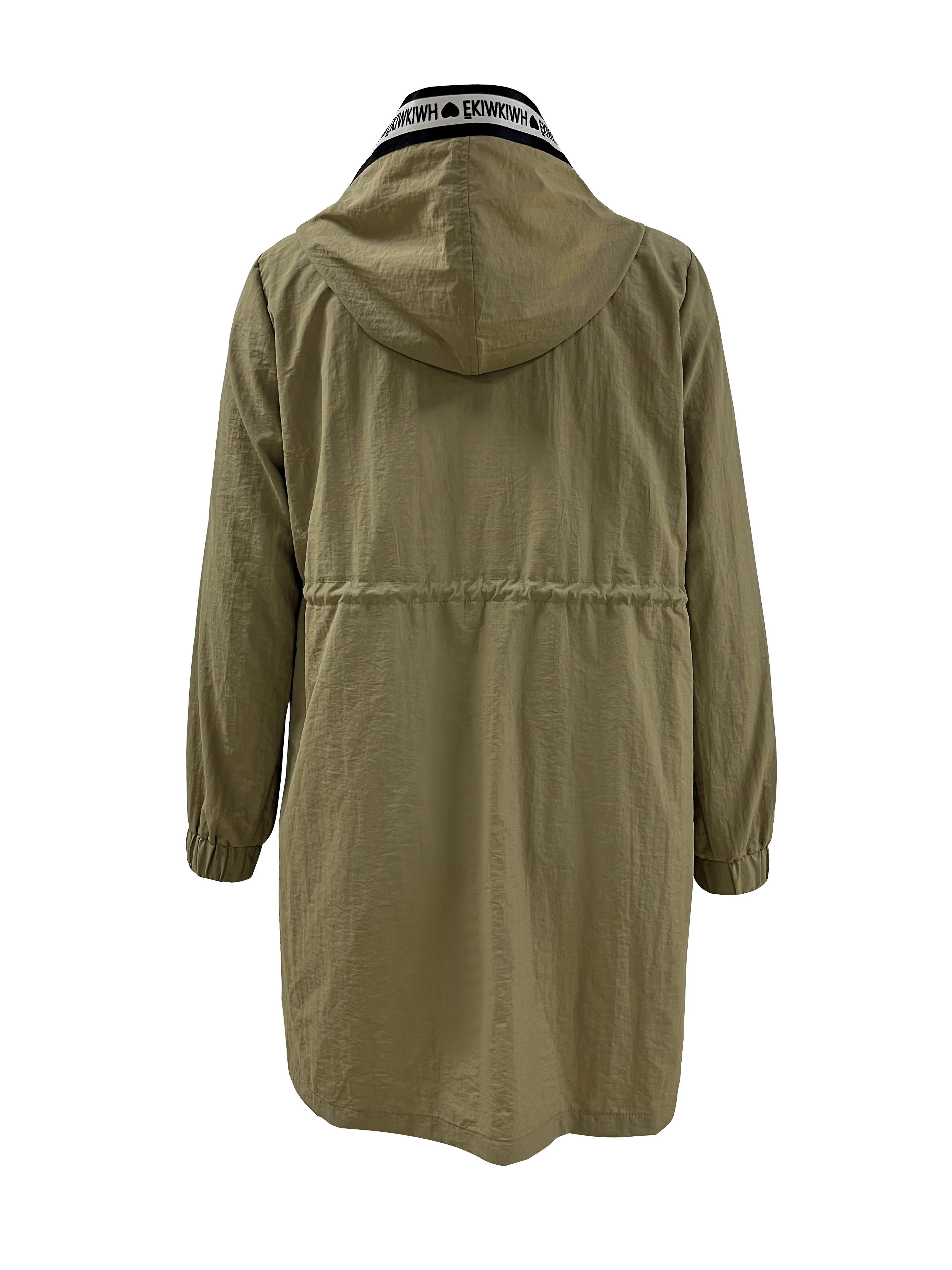 Letter Tape Contrast Trim Hoodie Jacket, Casual Drawstring Long Sleeve Coat For Fall & Winter, Women's Clothing - Deanwangkt