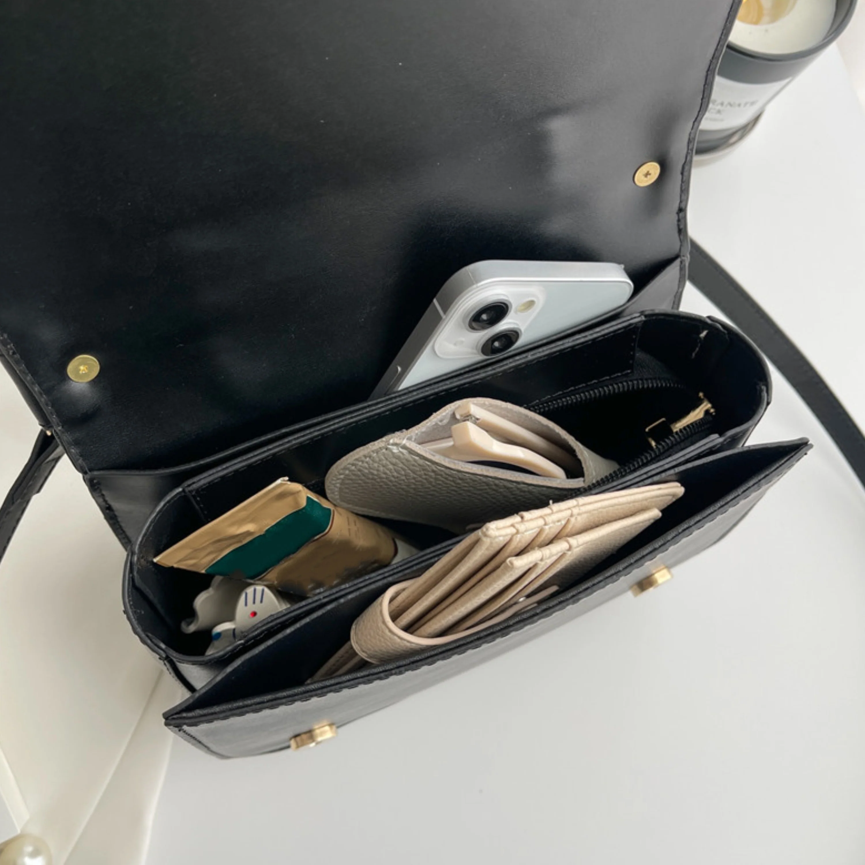 deanwangkt-1 Street Style Black Crossbody Bag, PU Leather Zipper Shoulder Bag, Fashion Square Shoulder Bag - Deanwangkt