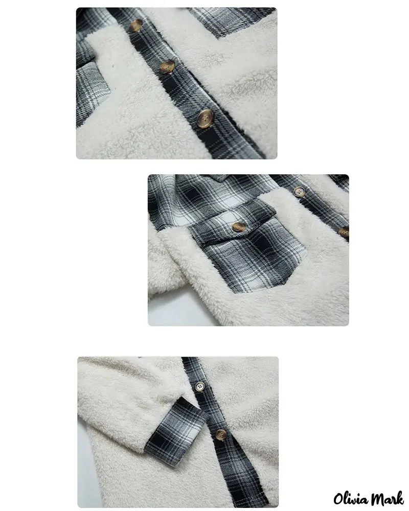 Deanwangkt - Fuzzy Color Block Plaid Button-Down Track Jacket - Deanwangkt