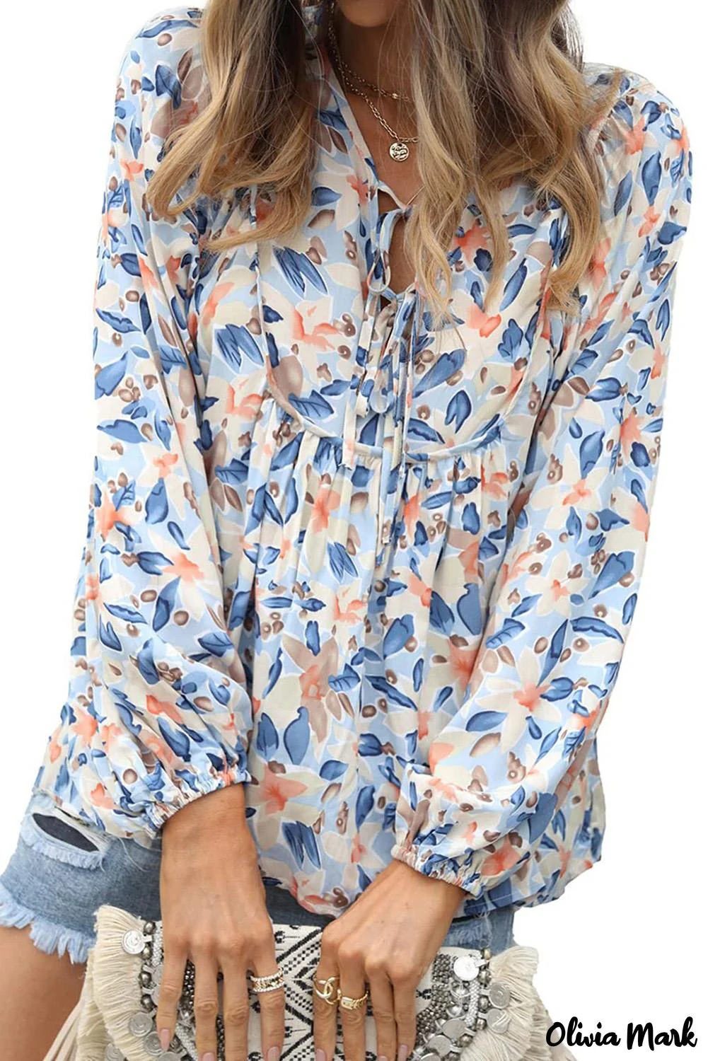Deanwangkt - Green lace-up blouse with floral print - Deanwangkt