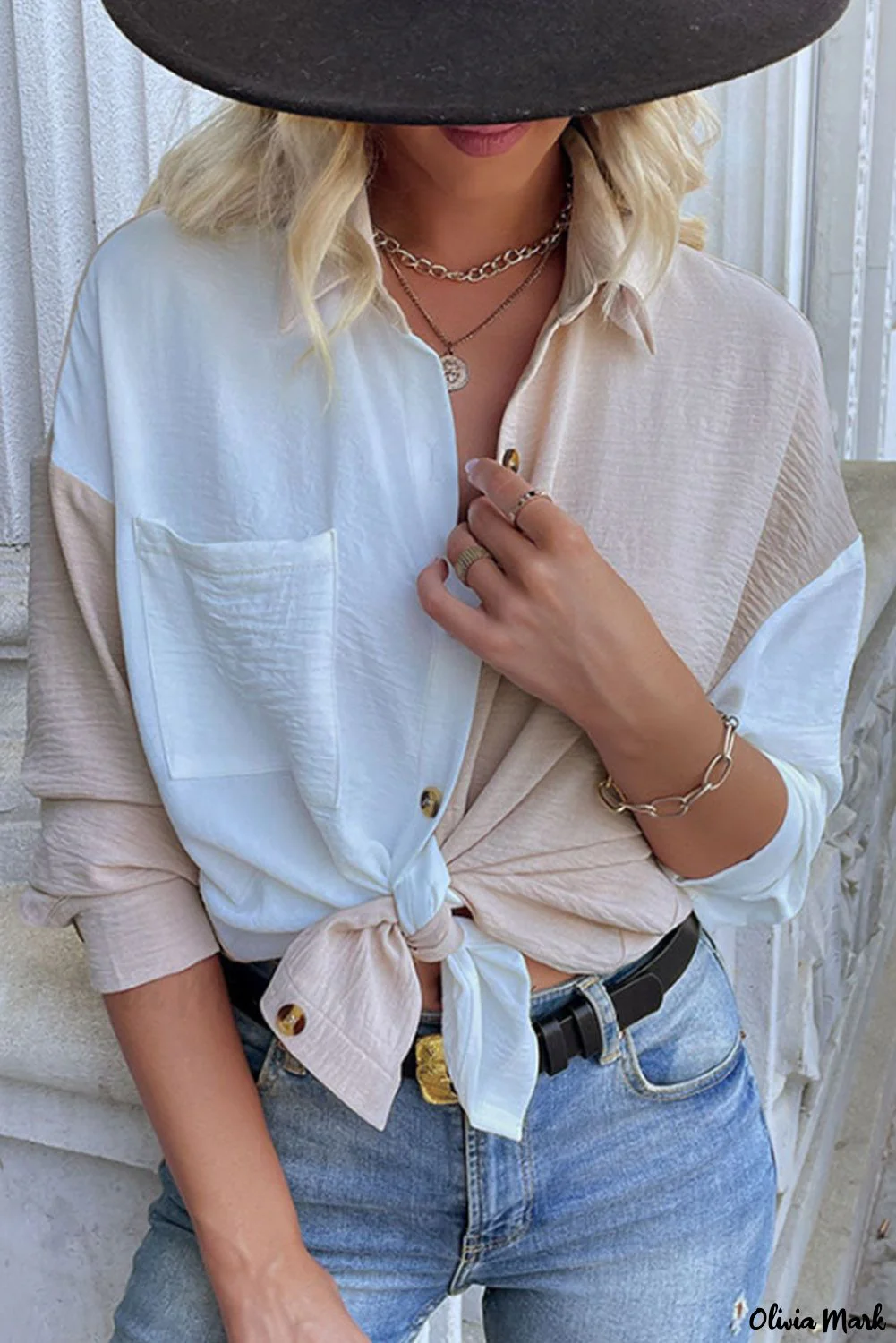 Deanwangkt - Crinkle Long Sleeve Block Shirt - Deanwangkt