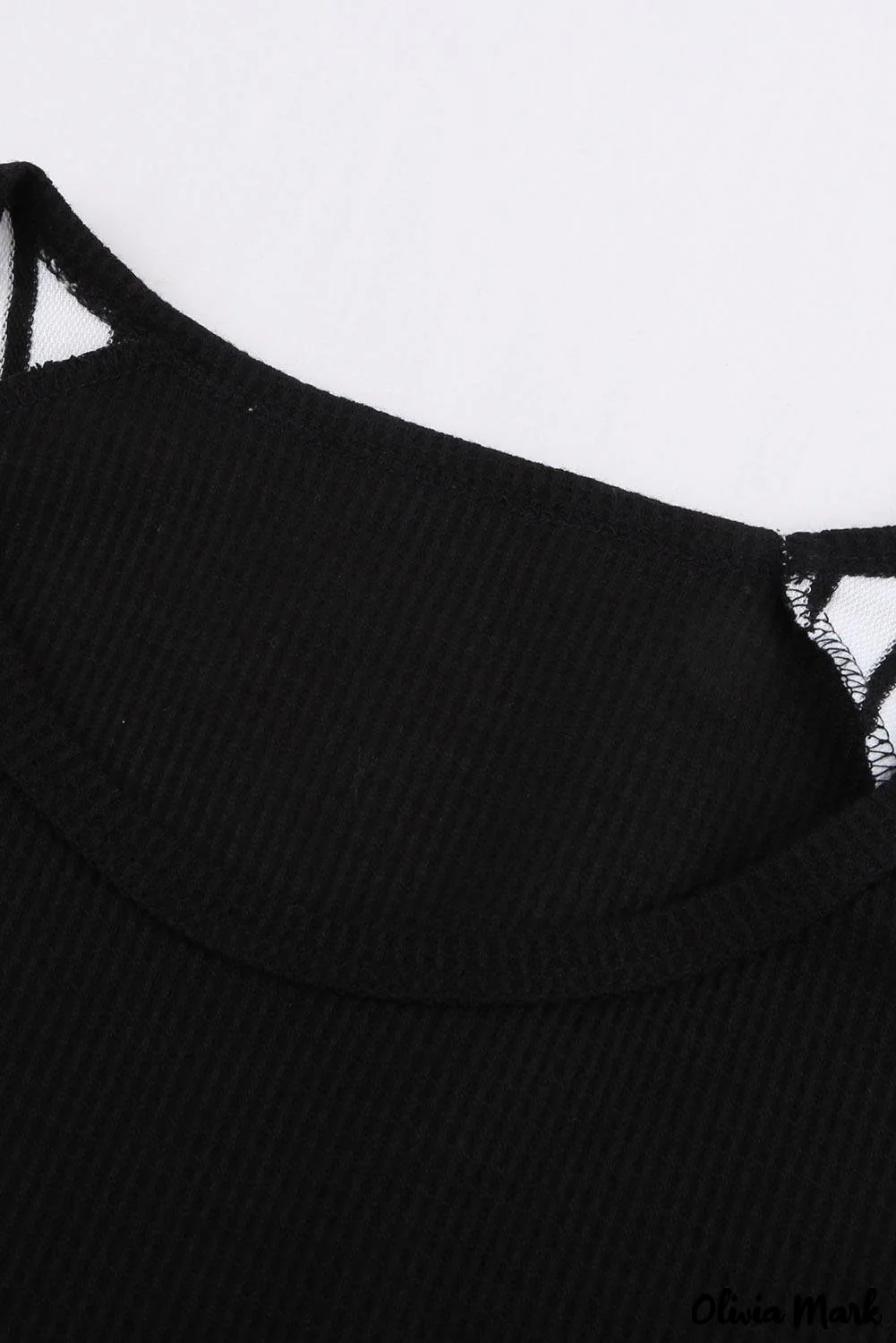 Deanwangkt - Black Waffle Knit Printed Crew Neck Blouse - Deanwangkt
