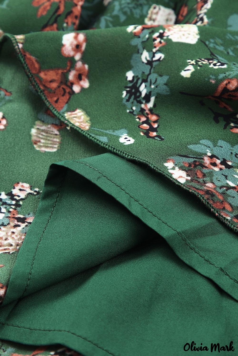 Deanwangkt - Green Floral Print Wrap V-Neck Peplum Top - Deanwangkt
