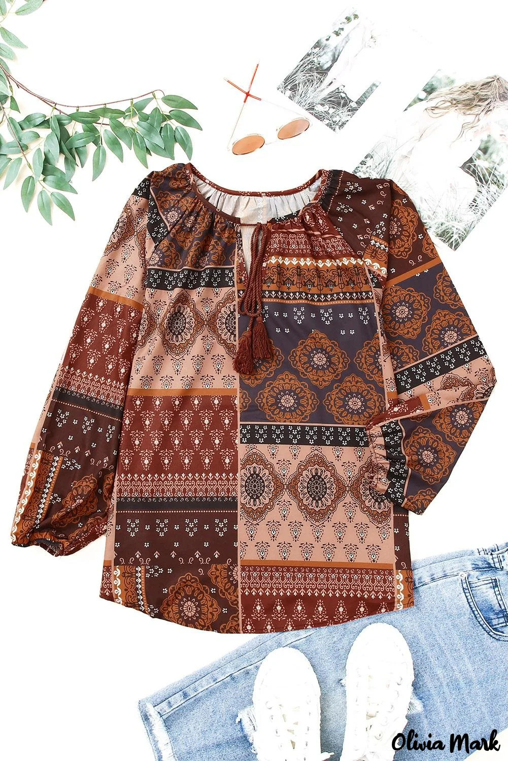Deanwangkt - Multicolor Peasant Blouse With Floral Print - Deanwangkt