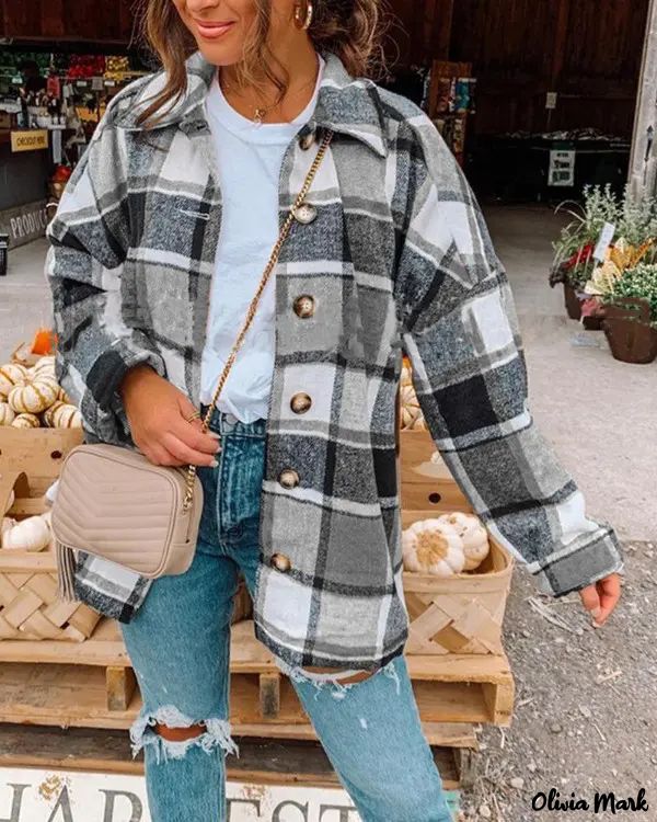 Deanwangkt - Loose Check Long Sleeve Shirt Coats - Deanwangkt