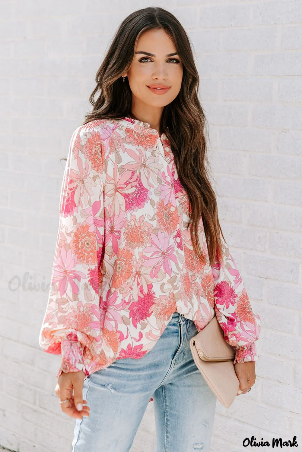 Deanwangkt - Pink floral blouse with balloon sleeves - Deanwangkt