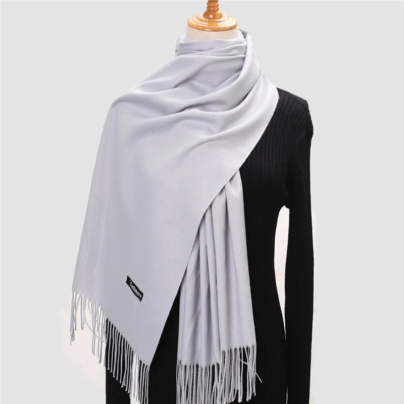 Christmas Gift Deanwangkt Winter Scarf For Women Long Warm Cashmere Scarves Hijab Solid Lady Shawl Wrap Female Pashmina Bandana Head Scarfs Echarpe - Deanwangkt