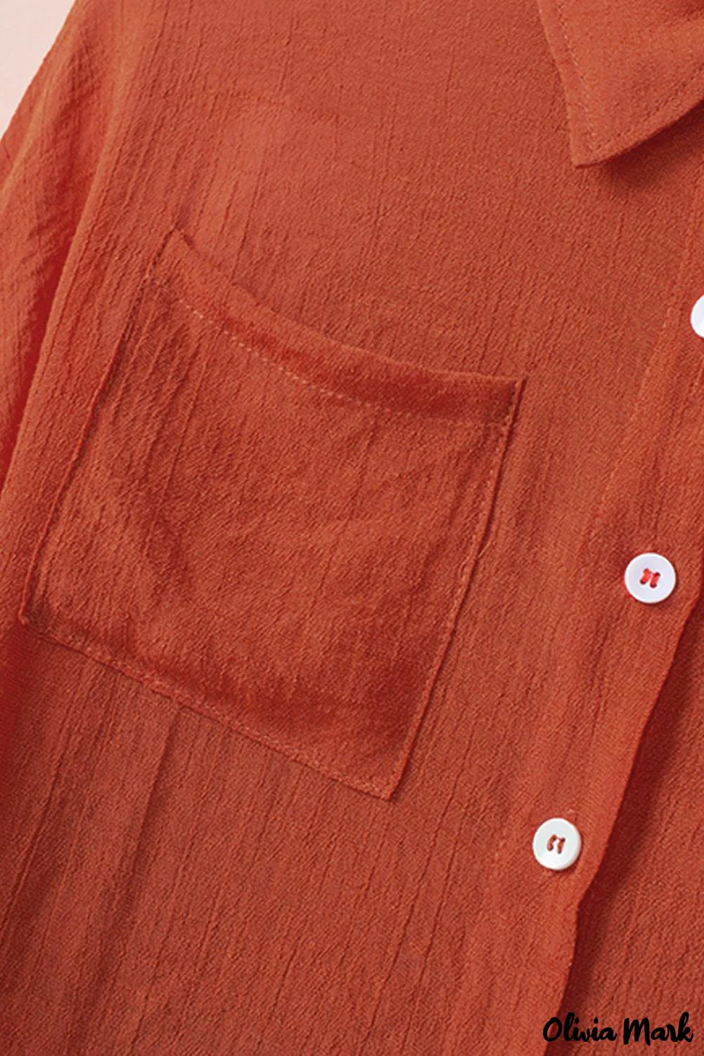 Deanwangkt - Red loose button-up long sleeve shirt with pocket - Deanwangkt