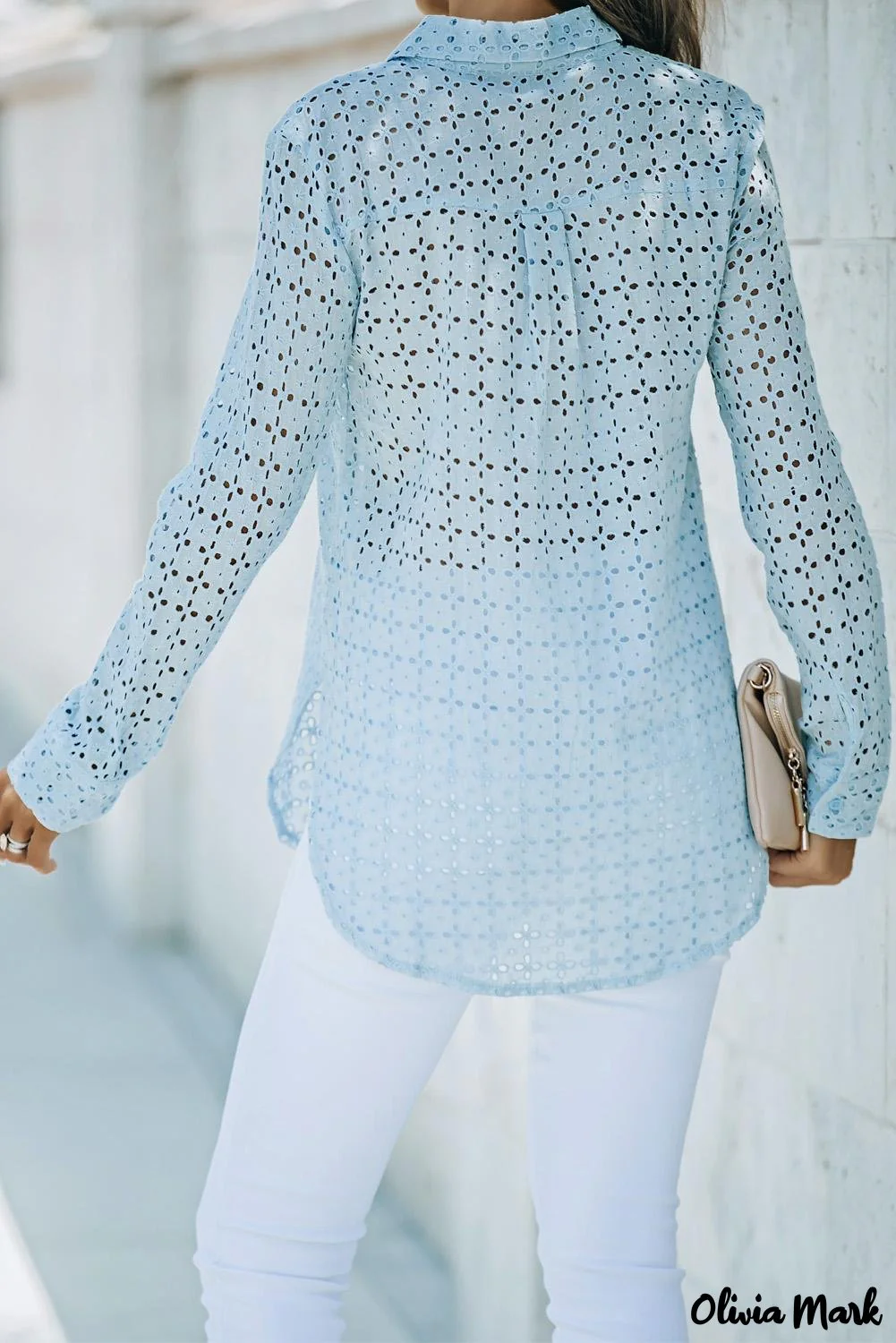 Deanwangkt - Black Hollow Out Floral Eyelet Long Sleeve Shirt - Deanwangkt