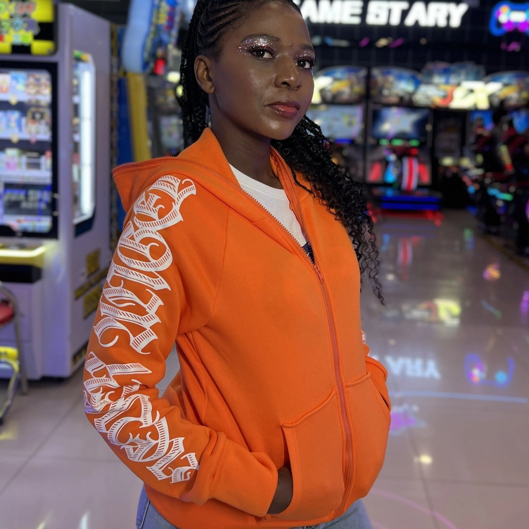 deanwangkt-1 Letter Print Hooded Jacket, Casual Zip Up Long Sleeve Kangaroo Pocket Outerwear, Women's Clothing - Deanwangkt