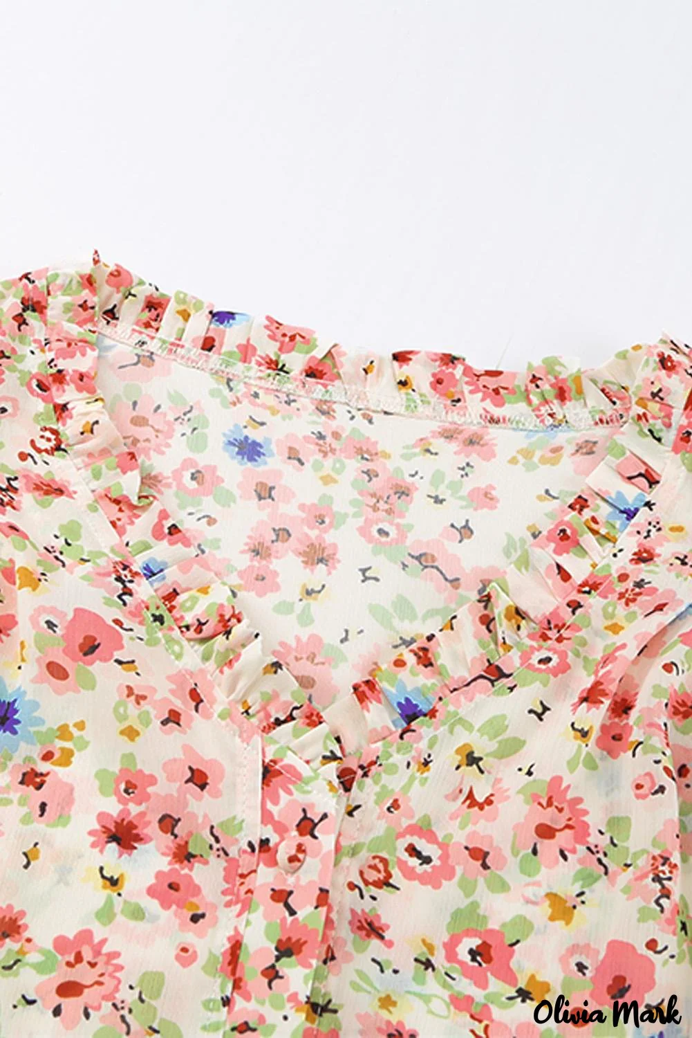 Deanwangkt - Floral Print V-Neck Long Sleeve Shirt - Deanwangkt
