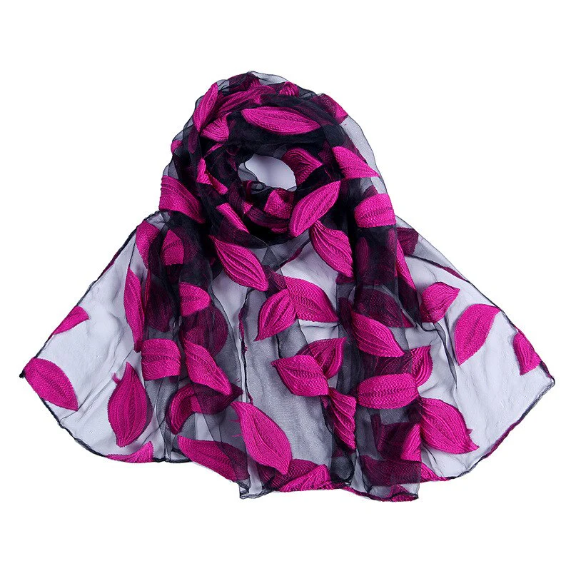 Christmas Gift Deanwangkt New Spring Summer Scarf Women Fashion Leaf Cut Flowers Scarves Elegant Lady's Beach Cove Up Winter Scarf For Women Shawl - Deanwangkt