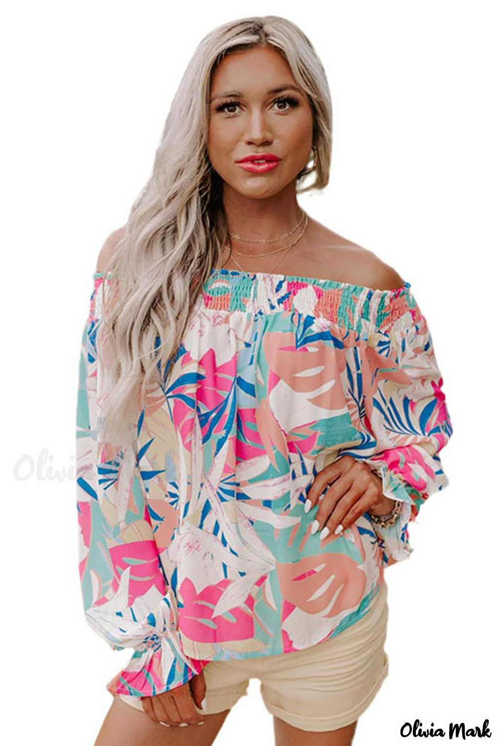 Deanwangkt - Multicolor Floral Print Cold Shoulder Blouse - Deanwangkt