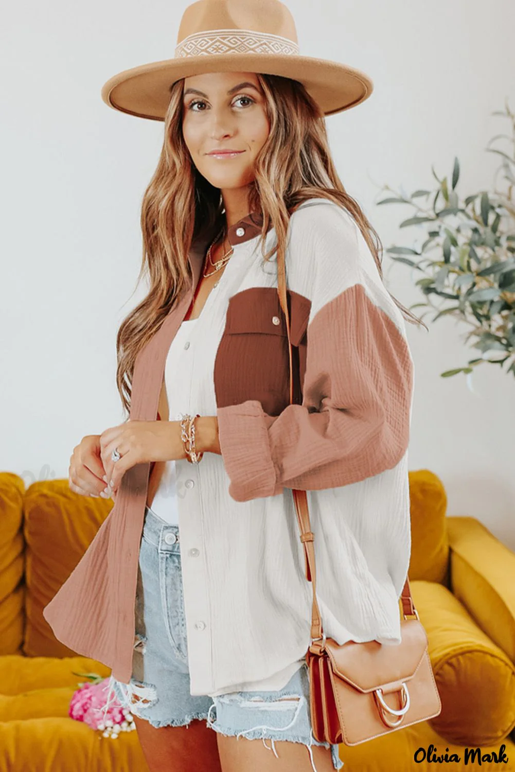 Deanwangkt - Brown textured long sleeve shirt with pocket - Deanwangkt