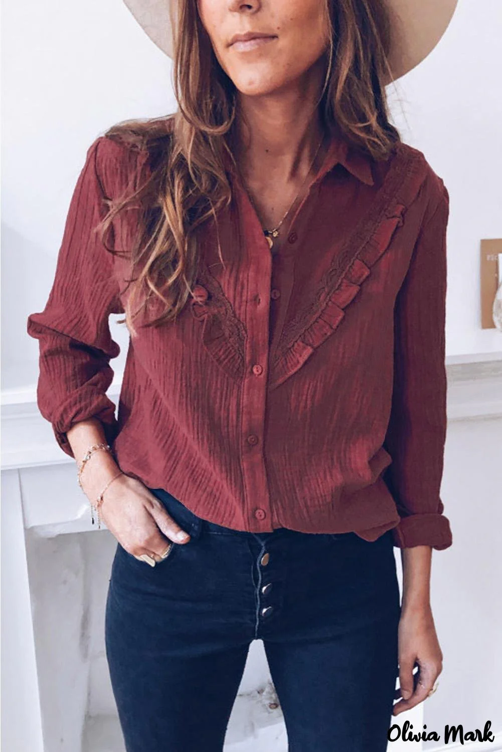 Deanwangkt - White Ruffle Crinkle Long Sleeve Shirt - Deanwangkt