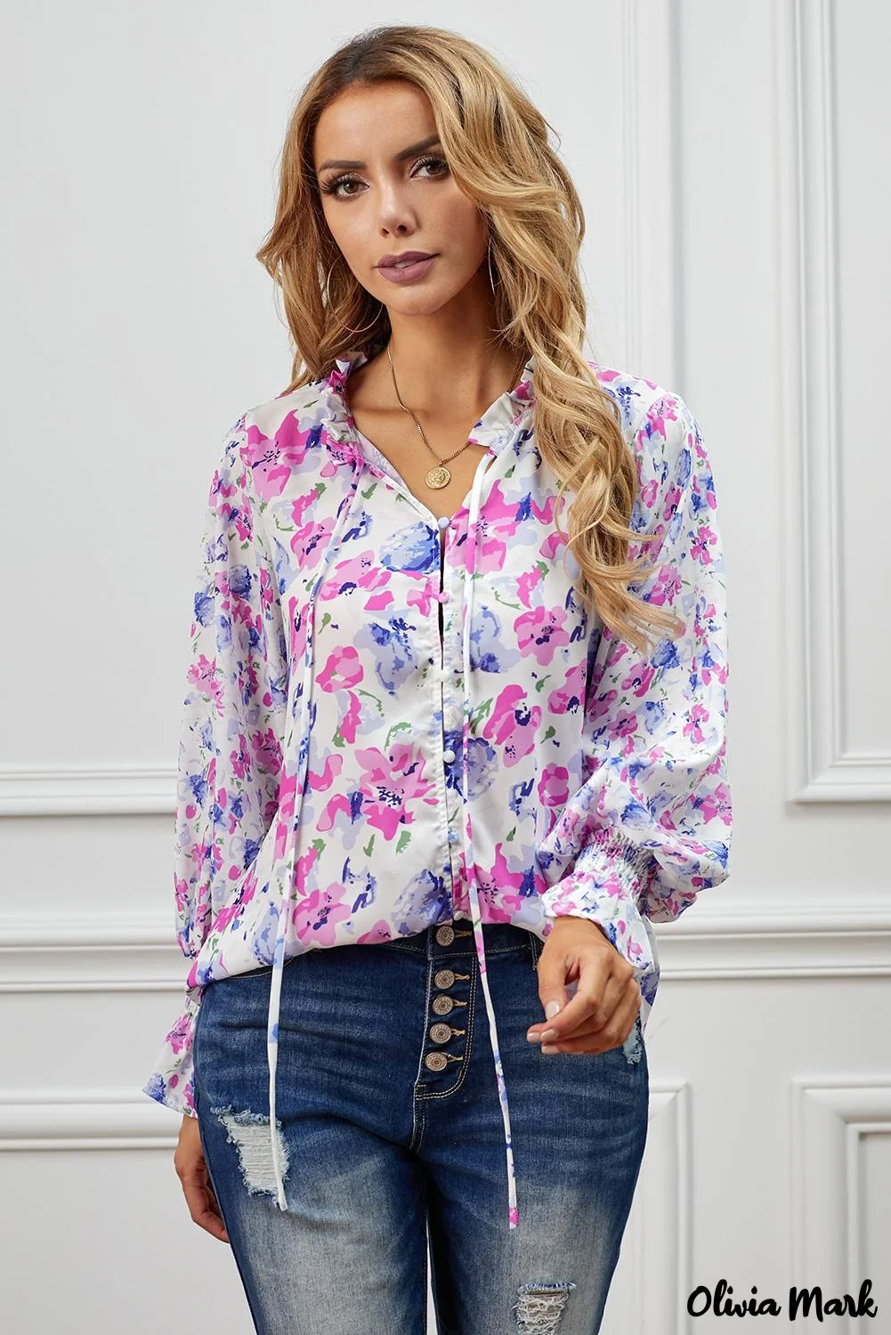 Deanwangkt - Cakewalk Rose Floral Smocked Blouse - Deanwangkt
