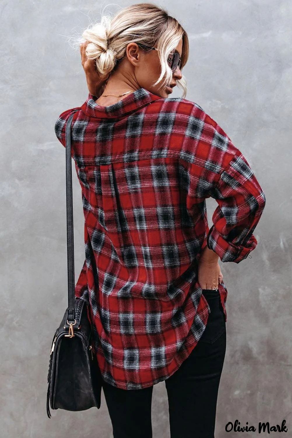 Deanwangkt - Red cotton blend plaid button-up shirt with chest pockets - Deanwangkt