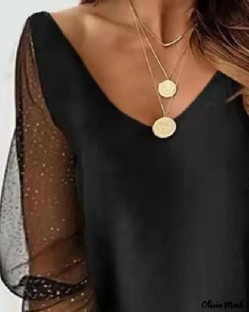 Deanwangkt - Contrast Mesh Long Sleeve Top - Deanwangkt