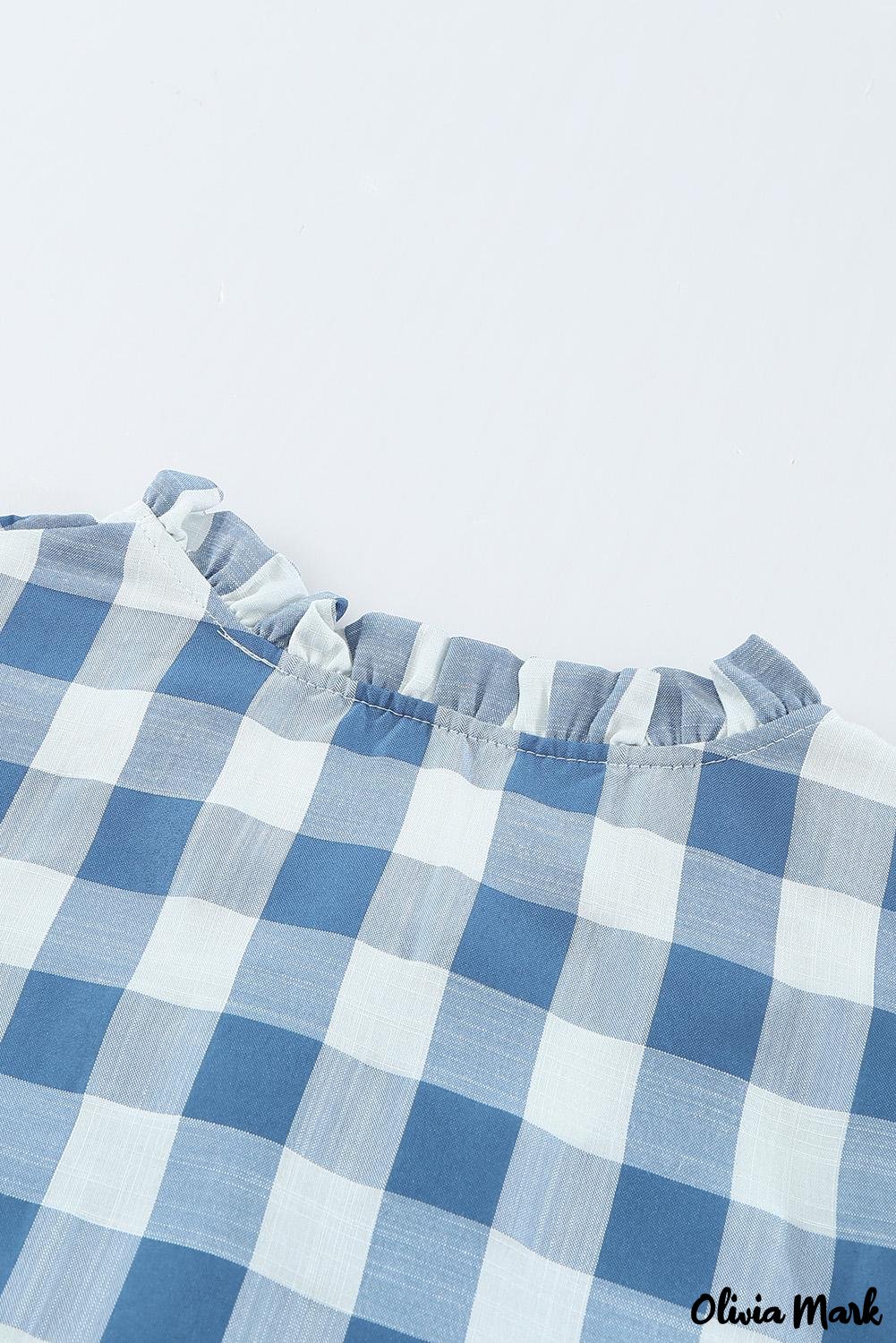 Deanwangkt - Sky blue checked ruffled button-down shirt - Deanwangkt