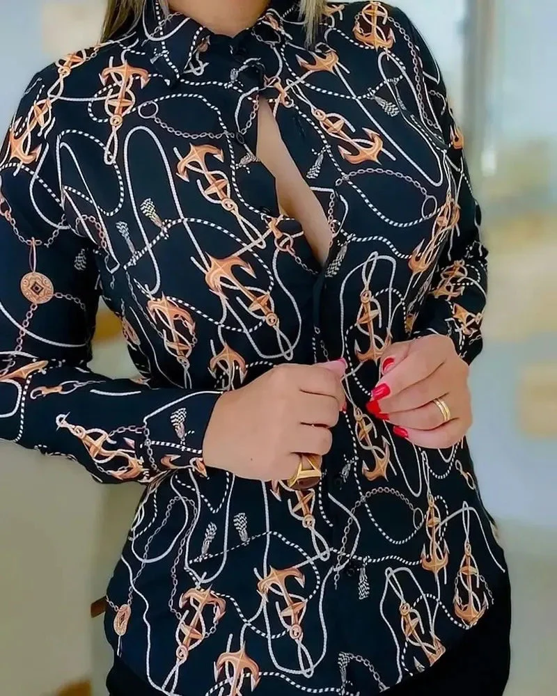 Deanwangkt - Boat Anchor Print Long Sleeve Shirt - Deanwangkt