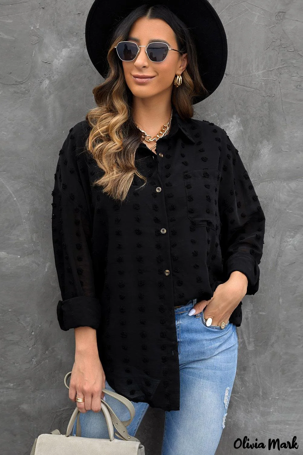 Deanwangkt - Green Polka Dot Long Sleeve Button Pocket Shirt - Deanwangkt