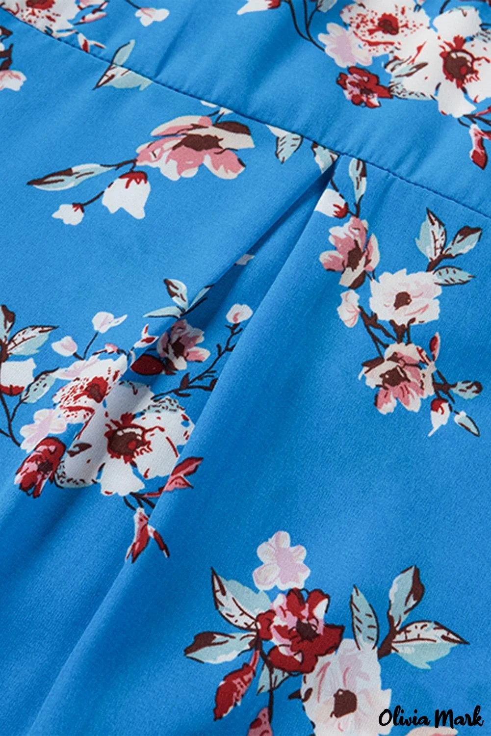 Deanwangkt - Blue Floral Print Button Up Puff Sleeve Blouse - Deanwangkt
