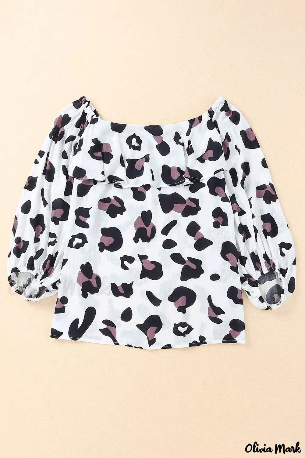 Deanwangkt - Leopard Long Sleeve Off Shoulder Blouse - Deanwangkt