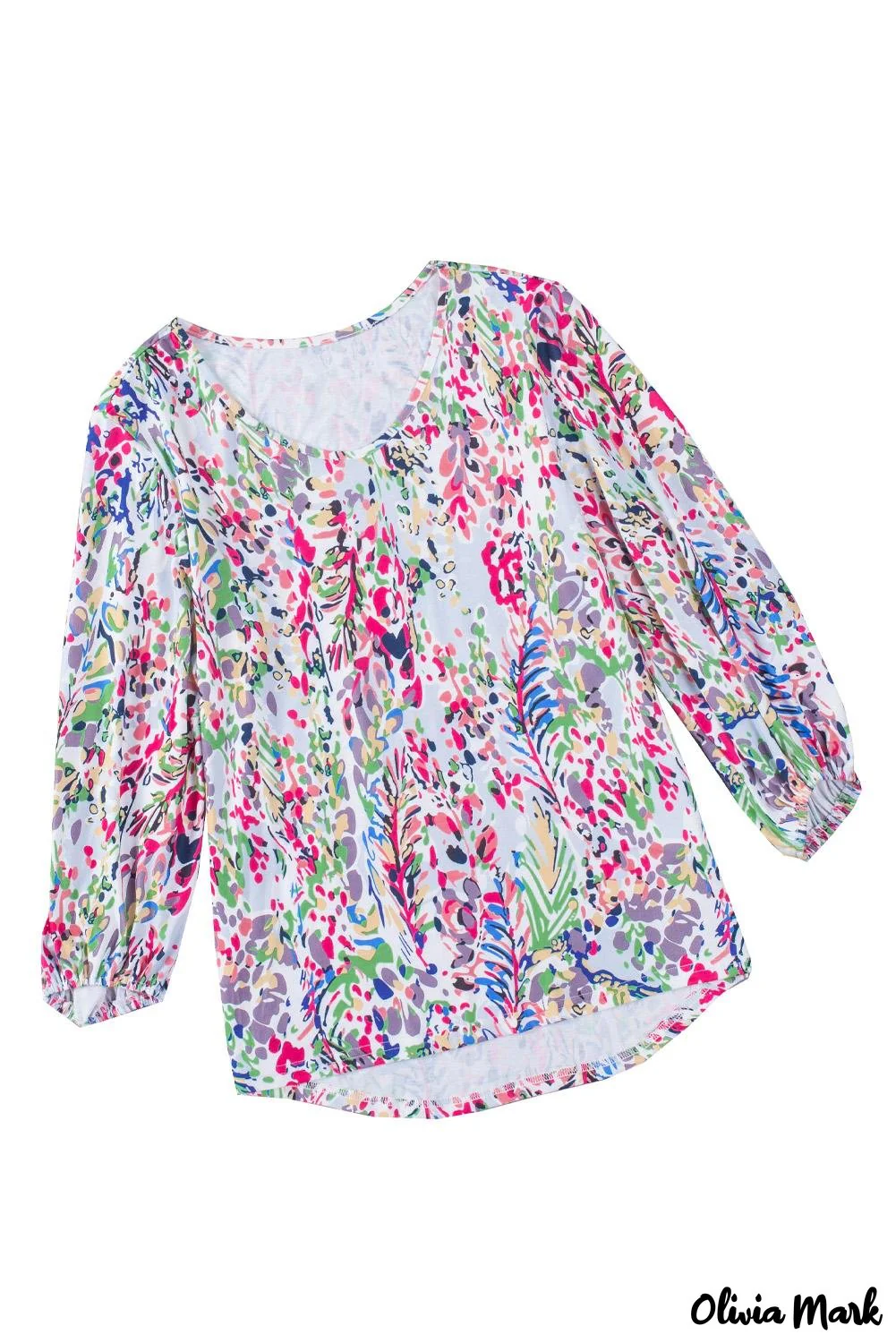 Deanwangkt - Green Floral Print Puff Sleeve Loose Blouse - Deanwangkt