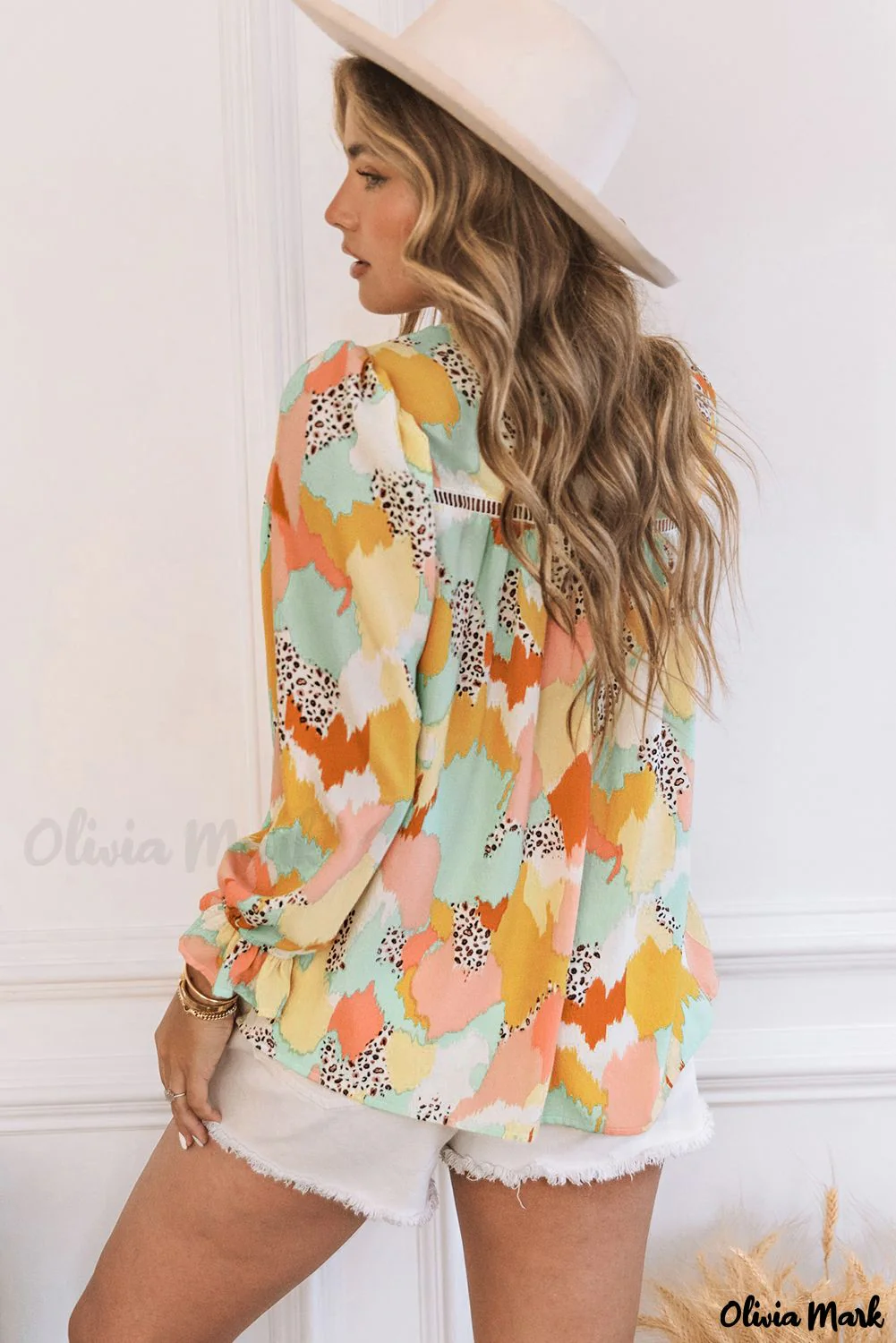 Deanwangkt - Multicolor Abstract Print Long Sleeve Blouse - Deanwangkt