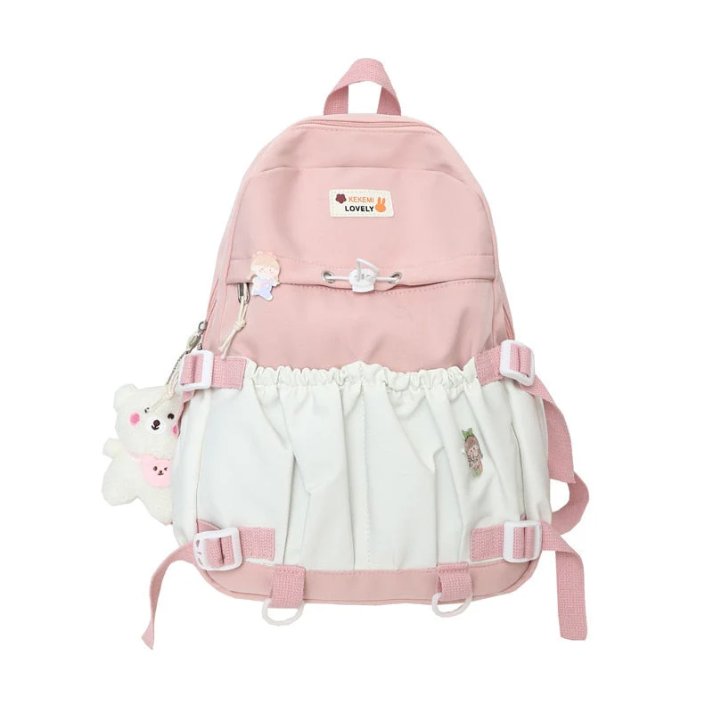 Back to school backpack Korean Style Sweet Large Capacity Open Pockets Kawaii Female Bow Bags For Teenager Girls Travel Backpacks - Deanwangkt