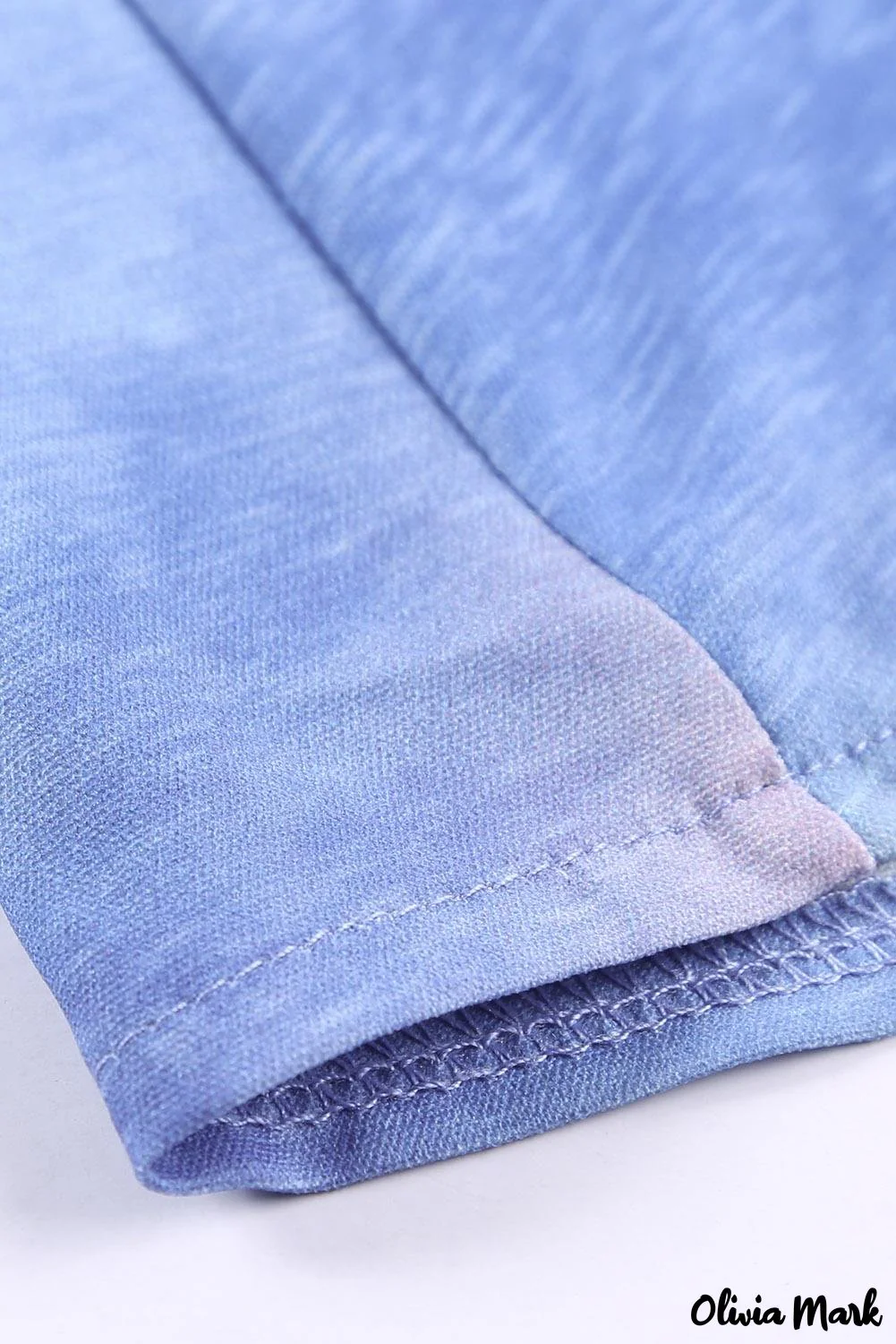 Deanwangkt - Blue Tie-Dye Long Sleeve V-Neck Blouse With Button Closure - Deanwangkt