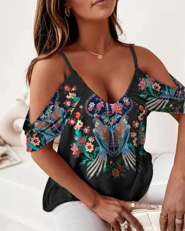 Deanwangkt - Tribal Floral Off-the-Shoulder Top - Deanwangkt