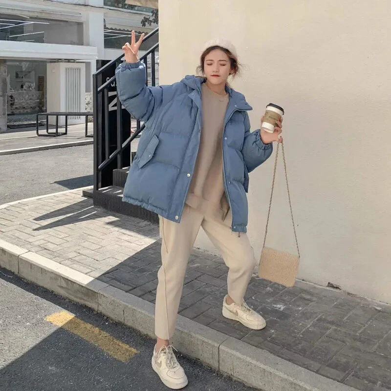 Christmas Gift Deanwangkt New Women Short Jacket Winter Parkas Thick Hooded Cotton Padded Jackets Coats Female Loose Puffer Parkas Oversize Outwear - Deanwangkt
