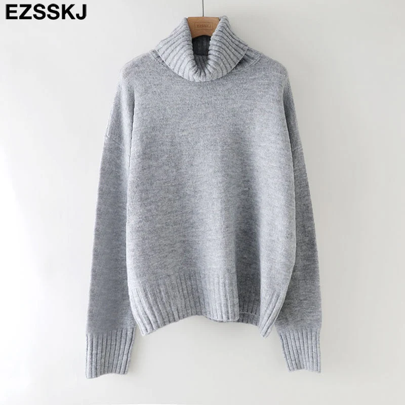 Christmas Gift autumn Winter casual cashmere oversize thick Sweater pullovers Women Deanwangkt loose Turtleneck women's sweaters jumper - Deanwangkt