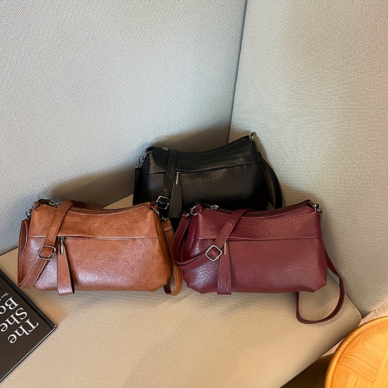 Vintage Vegan Crossbody Bag, Retro PU Shoulder Bag, Women's Fashion Handbag & Satchel Purse - Deanwangkt