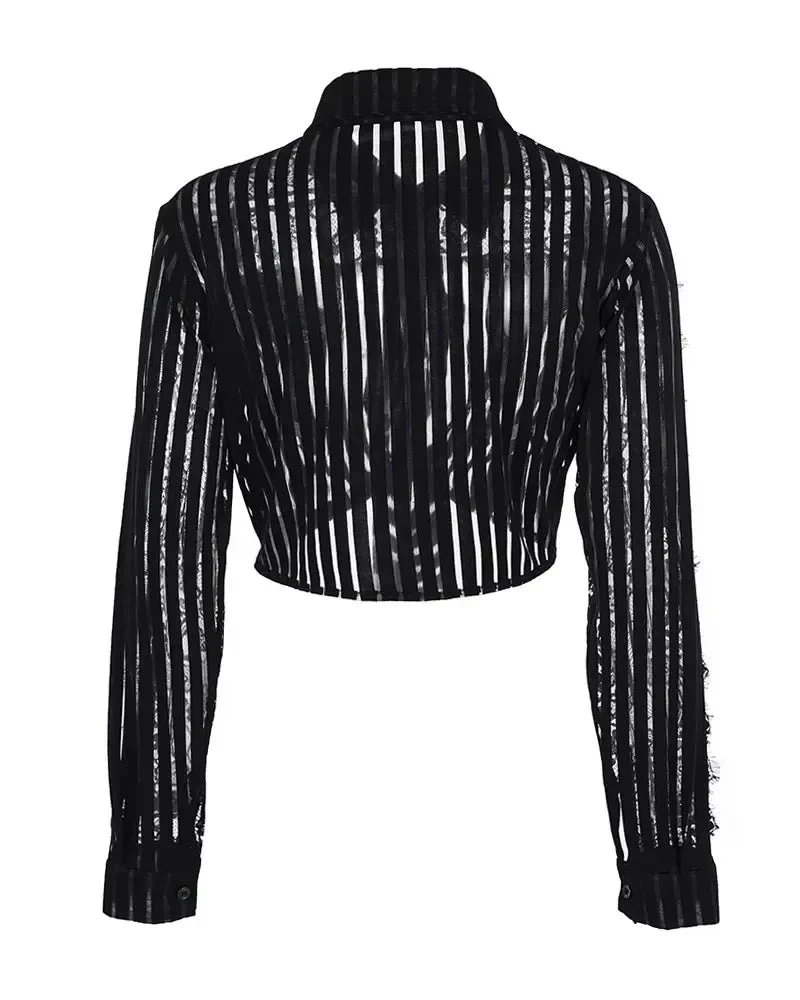 Deanwangkt - Contrast Lace Long Sleeve Button Down Shirt - Deanwangkt