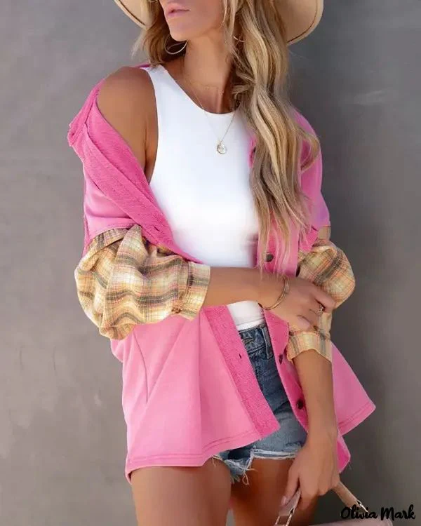 Deanwangkt - Plaid top with buttoned pocket decor - Deanwangkt