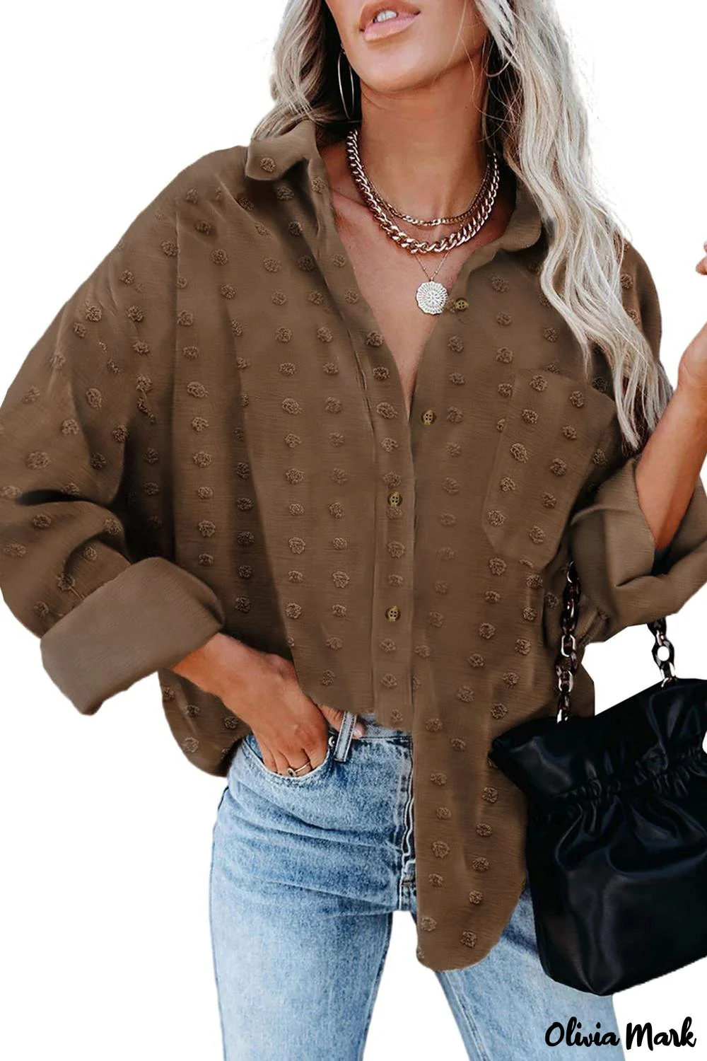 Deanwangkt - Green Polka Dot Long Sleeve Button Pocket Shirt - Deanwangkt