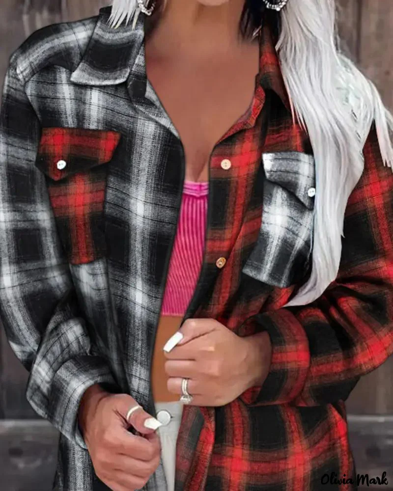 Deanwangkt - Color Block Plaid Button-Up Shirt - Deanwangkt