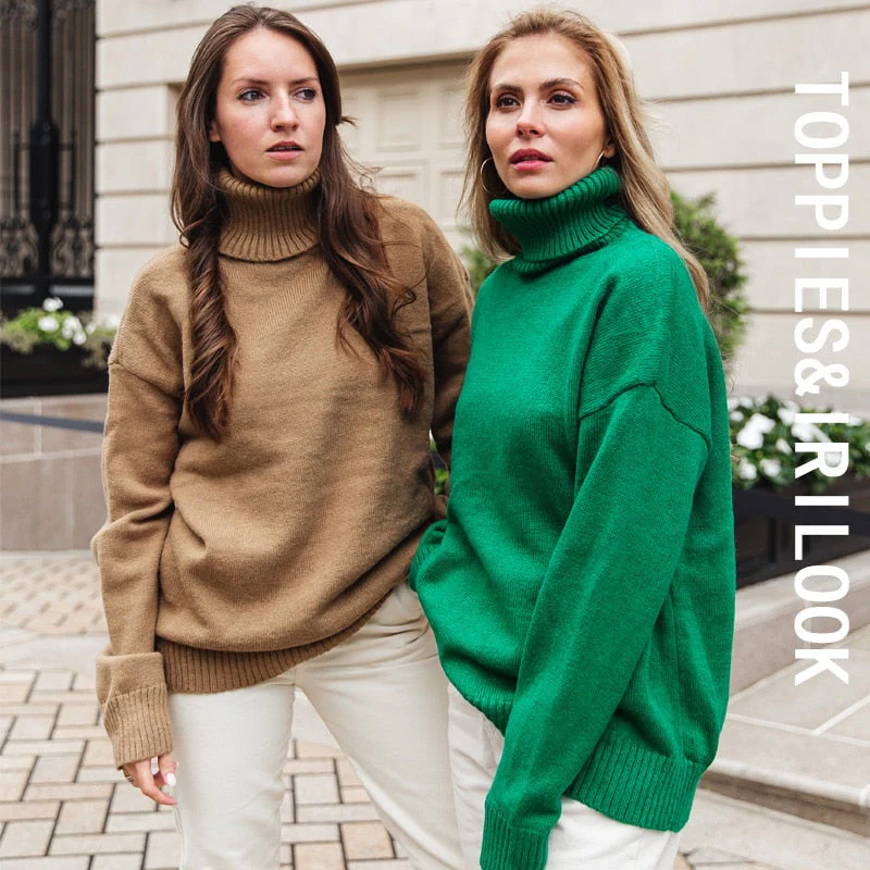 Christmas Gift Deanwangkt Autumn Winter Women's Sweater 15% Wool Green Turtleneck Sweater Knitted Tops Jumper Korean Clothes - Deanwangkt
