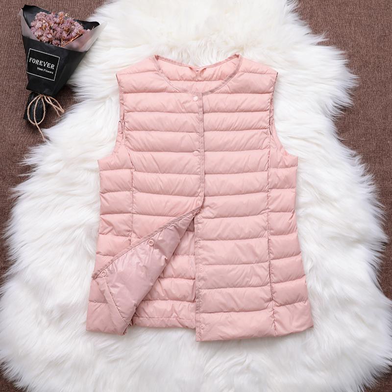 Black Friday Sales New Causal Women White Duck Down Vest Ultra Light Vest Jacket Winter Weightless Round Collar Sleeveless Coat Outwear - Deanwangkt