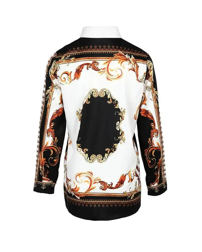 Deanwangkt - Baroque Print Long Sleeve Button Down Shirt - Deanwangkt
