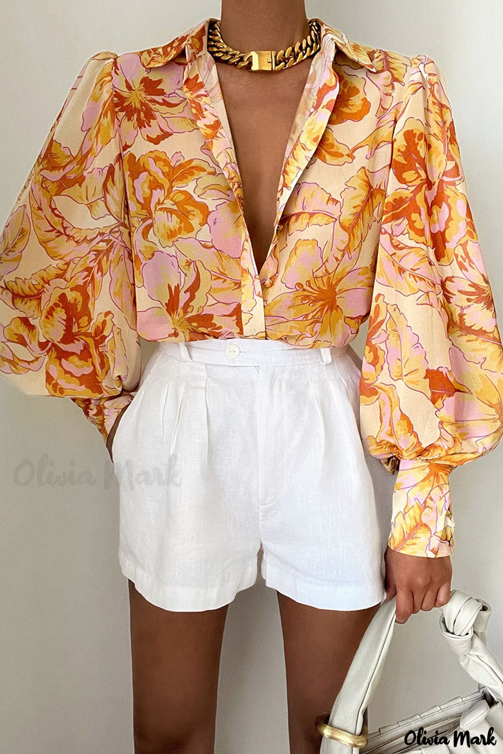 Deanwangkt - Chic Floral Yellow Bishop Sleeve Blouse - Deanwangkt