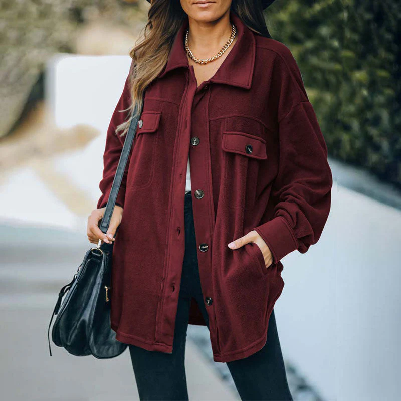 Christmas Gift Autumn Shirt Jacket Women Button Long Plush Coat Jacket Women Overshirt Winter Coats Women Loose Fleece Jacket Female Deanwangkt - Deanwangkt