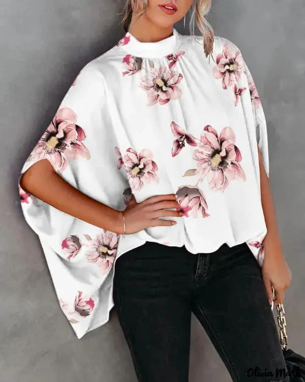 Deanwangkt - Relaxed Batwing Sleeve Floral Print Top - Deanwangkt