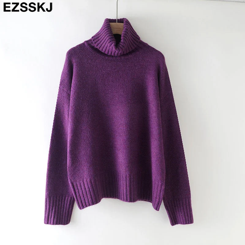 Christmas Gift autumn Winter casual cashmere oversize thick Sweater pullovers Women Deanwangkt loose Turtleneck women's sweaters jumper - Deanwangkt