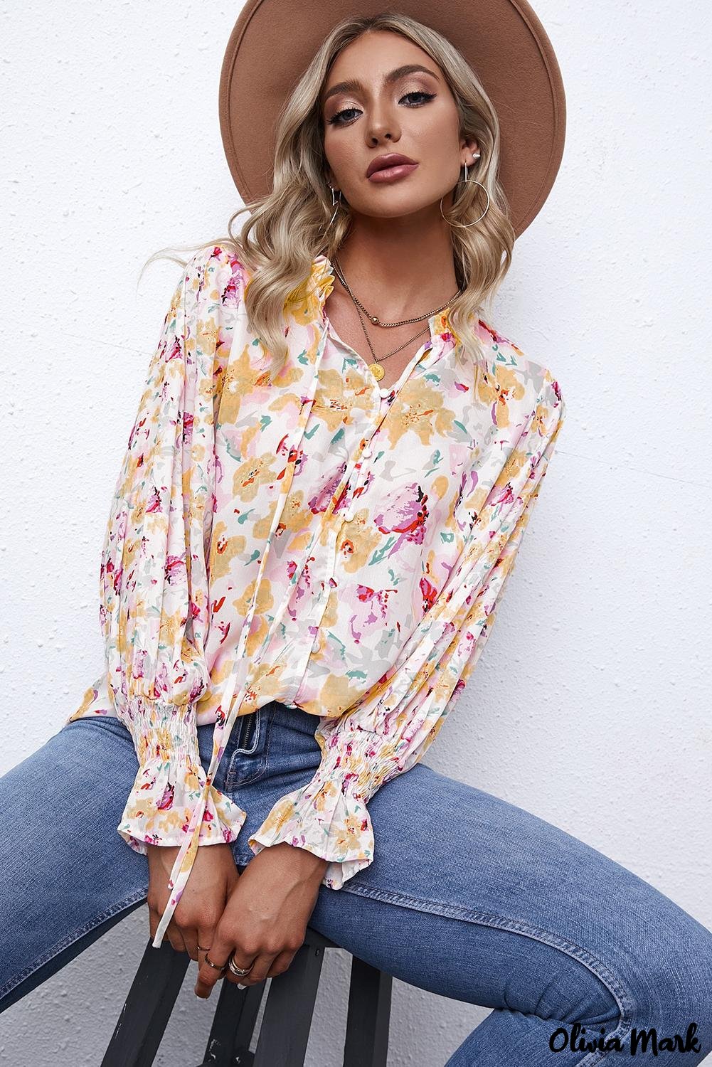 Deanwangkt - Cakewalk Rose Floral Smocked Blouse - Deanwangkt