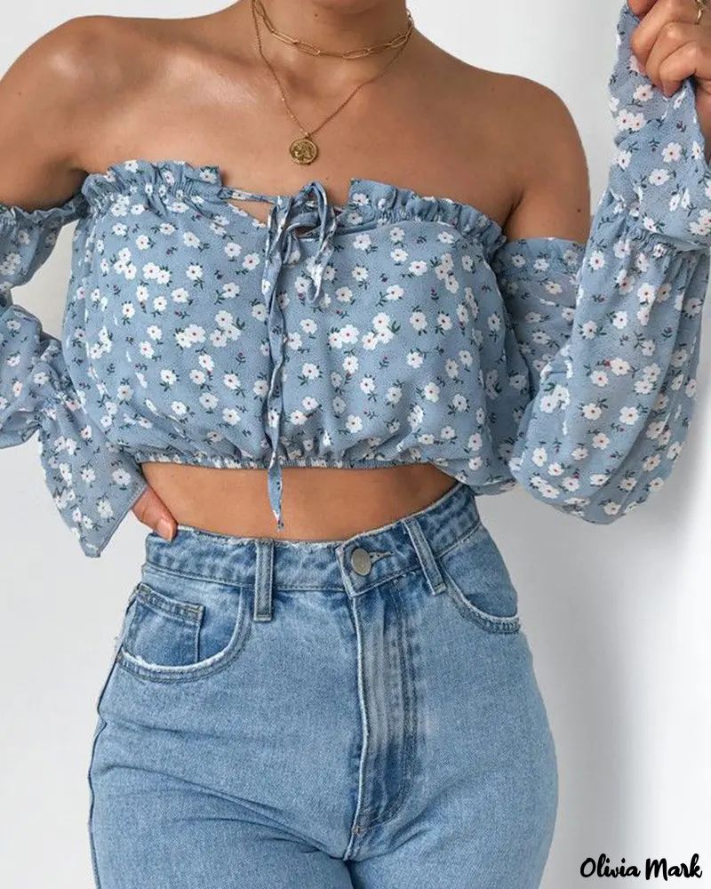Deanwangkt - Floral Off Shoulder Ruffle Hem Blouse - Deanwangkt